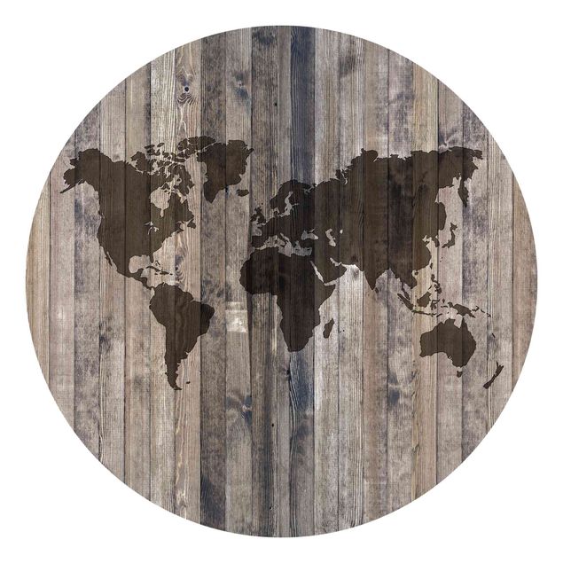 Tapety na ściany Mapa świata z drewna