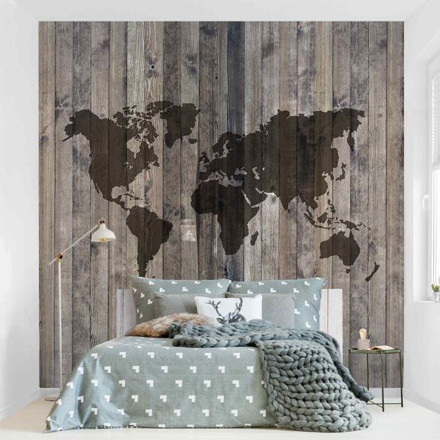 Tapety drewno Mapa świata z drewna