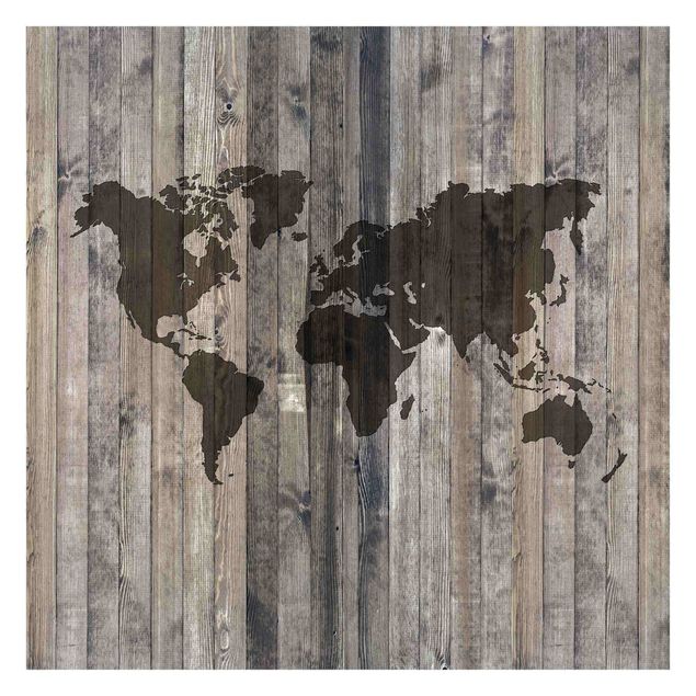Fototapeta - Mapa świata z drewna