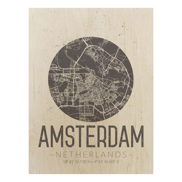 Obrazy na ścianę Mapa miasta Amsterdam - Retro