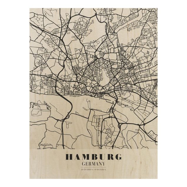 Obrazy na ścianę Mapa miasta Hamburg - Klasyczna