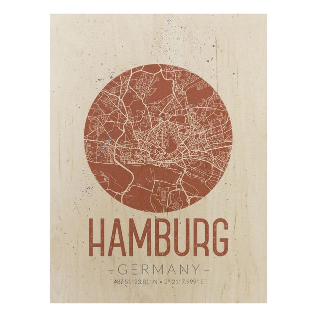 Obrazy na ścianę Mapa miasta Hamburg - Retro