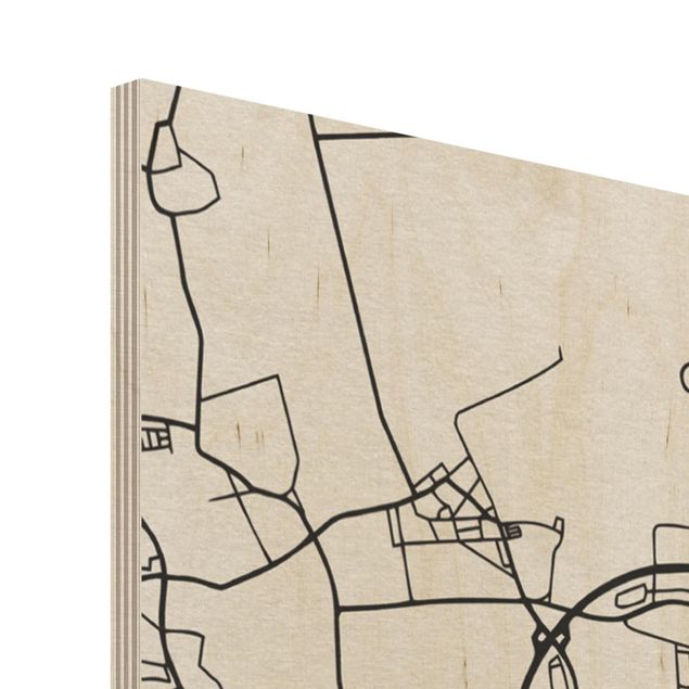 Obraz z drewna - Mapa miasta Hanower - Klasyczna