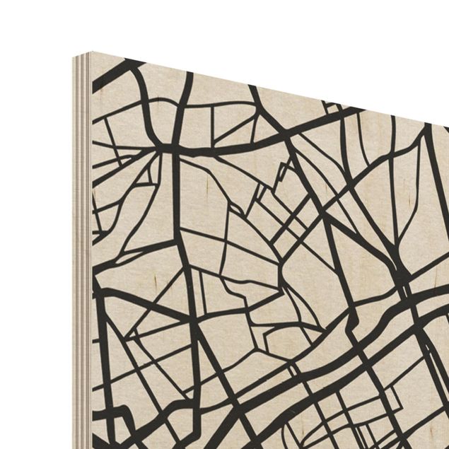 Obraz z drewna - City Map Paris - Klasyczna