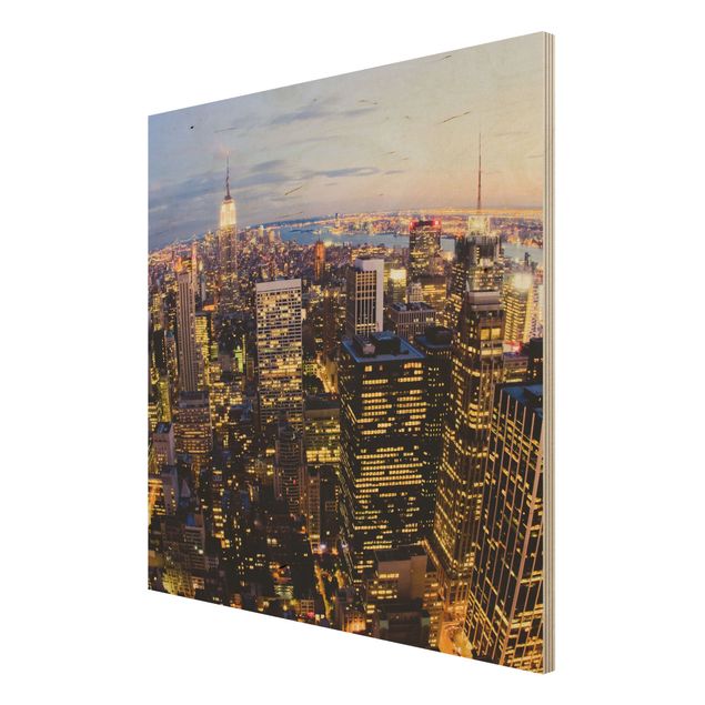 Obrazy na drewnie Nocna panorama Nowego Jorku