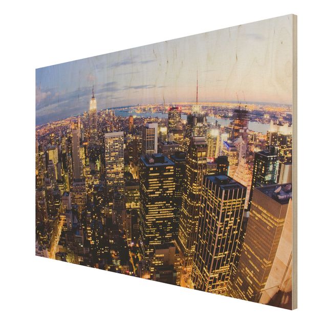 Obrazy na drewnie Nocna panorama Nowego Jorku