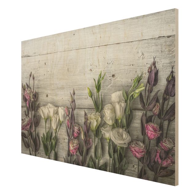 Obrazy z drewna Tulipanowa róża Shabby Wood Look