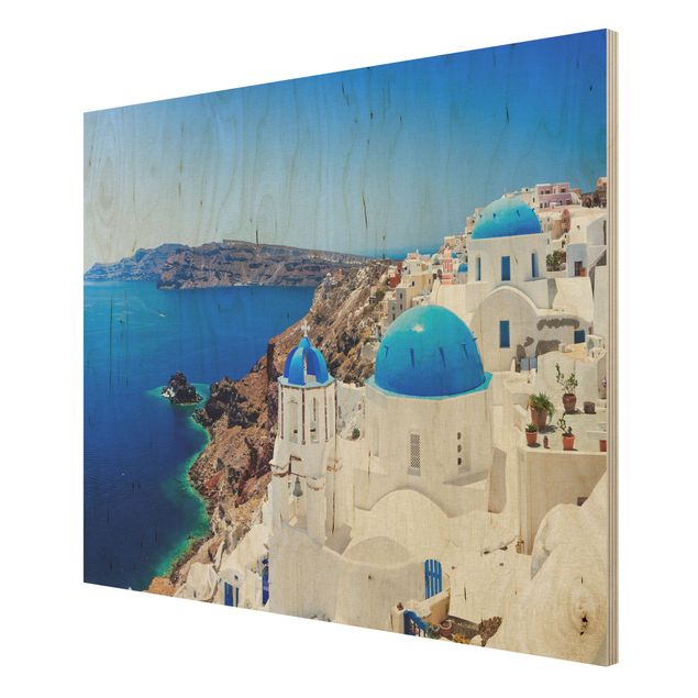 Obrazy z drewna Widok na Santorini