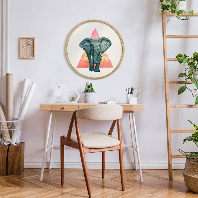 Obrazy w ramie zwierzęta Illustration Elephant Triangle Drawing Background
