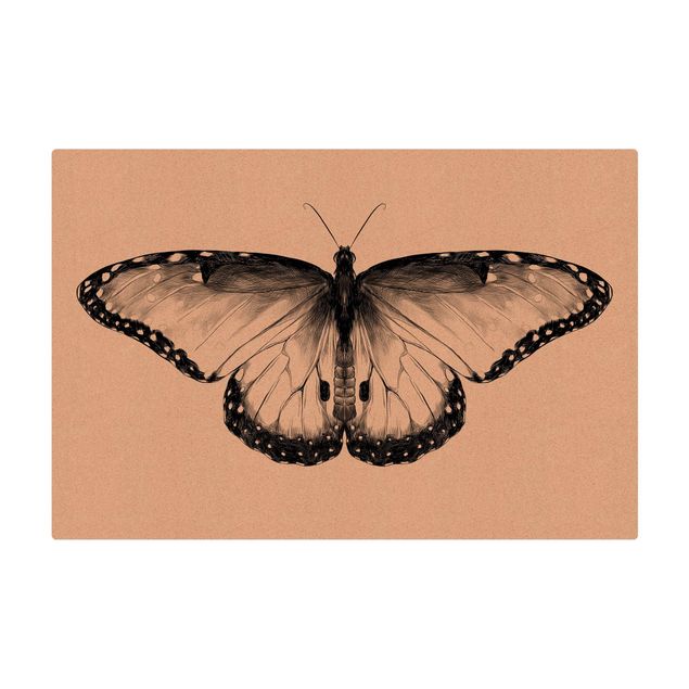 Mata korkowa - Ilustracja Latający niebieski Morpho Czarny
