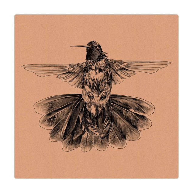 Mata korkowa - Ilustracja latającego kolibra Czarna