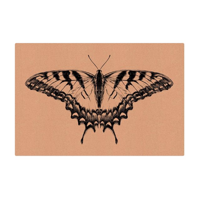 Mata korkowa - Ilustracja latającego tygrysa z jaskółczym ogonem Czarna