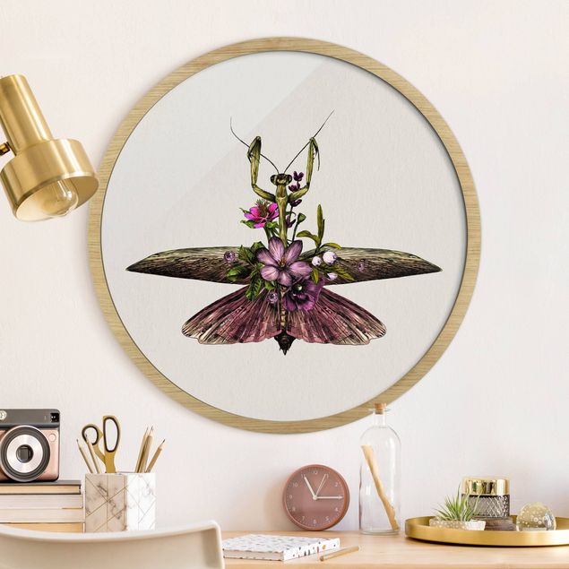 Obrazy w ramie zwierzęta Illustration Floral Mantis