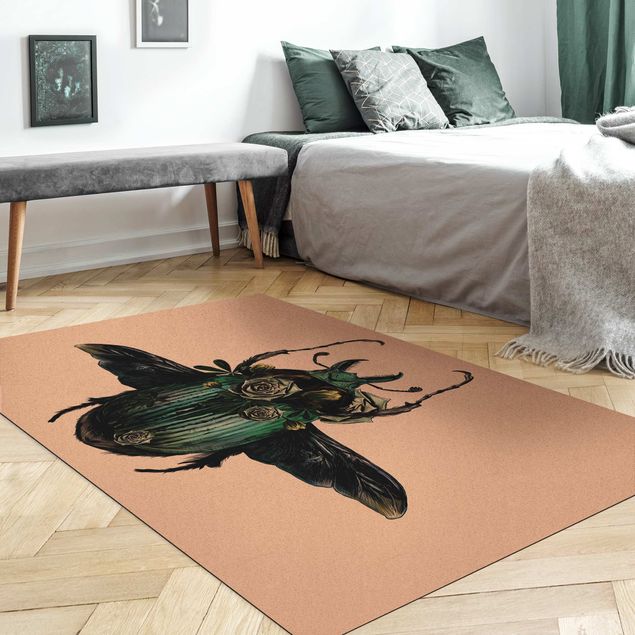 zielony dywan Ilustracja chrząszcza kwiatowego