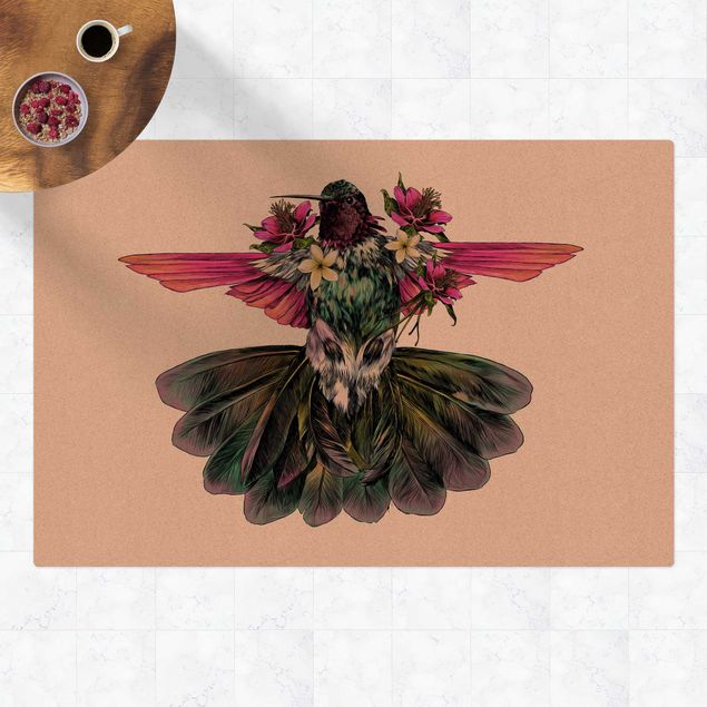 nowoczesny dywan Ilustracja kwiatowego kolibra