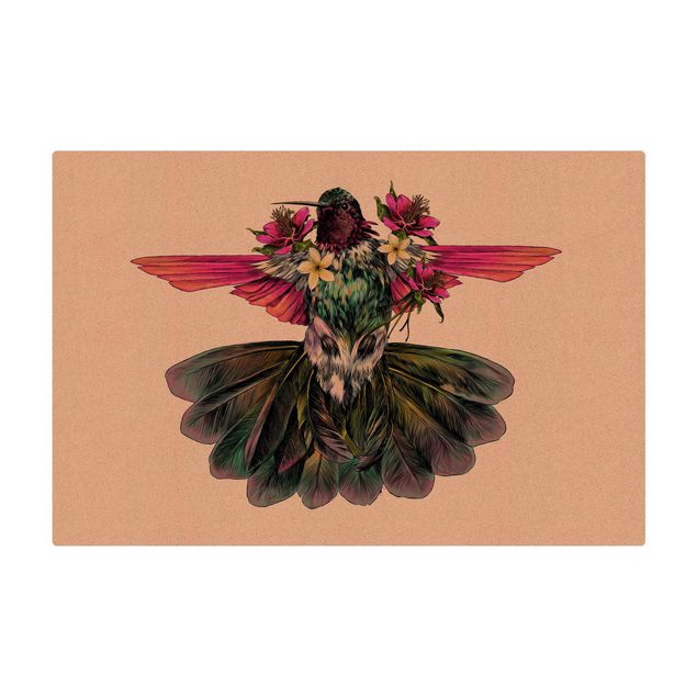 Mata korkowa - Ilustracja kwiatowego kolibra