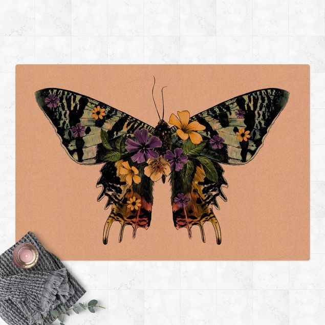 dywan nowoczesny Ilustracja kwiatowego motyla madagaskarskiego