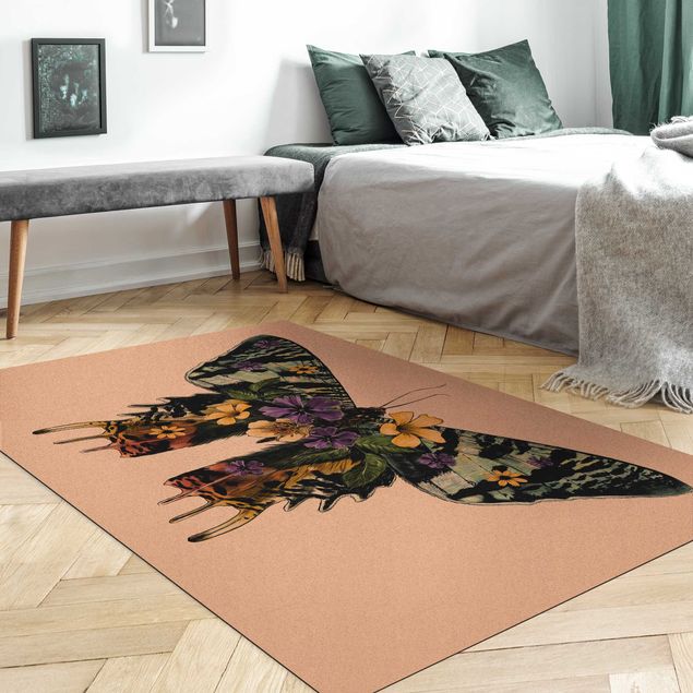 duży dywan do pokoju Ilustracja kwiatowego motyla madagaskarskiego