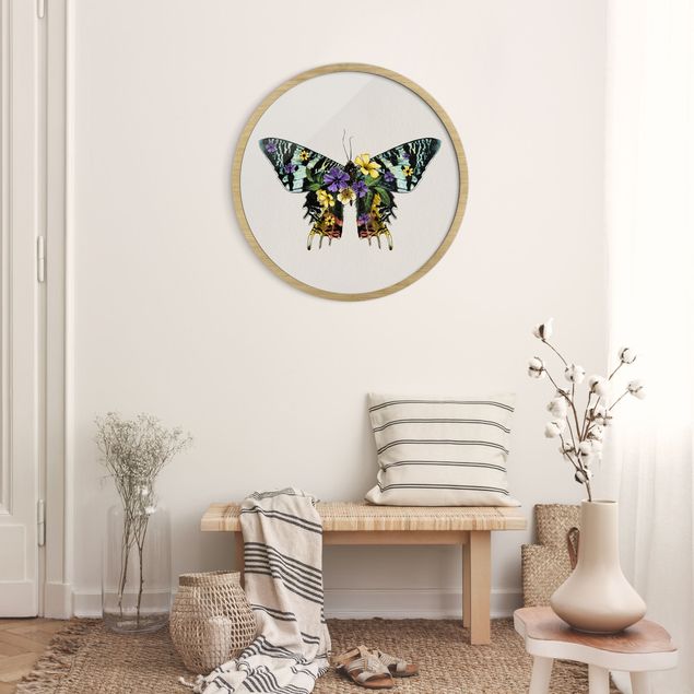 Obrazy w ramie zwierzęta Illustration Floral Madagascan Butterfly