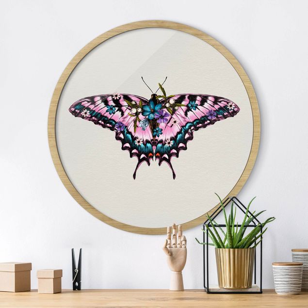 Obrazy do salonu Illustration Floral Tiger Swallowtail