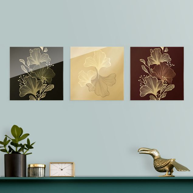 Obrazy na szkle kwadrat Ilustracja liści ginko