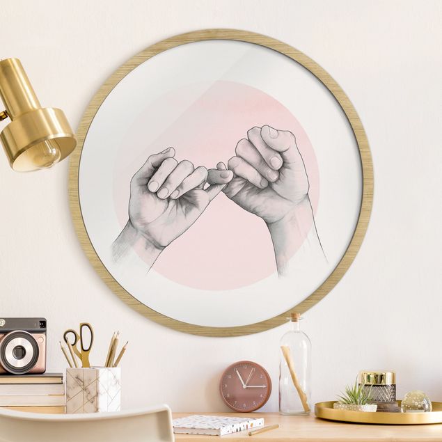 Nowoczesne obrazy do salonu Illustration Hands Friendship Circle Pink White