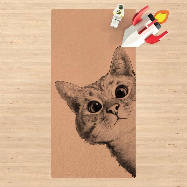 dywan chodnik Ilustracja kota Rysunek czarno-biały