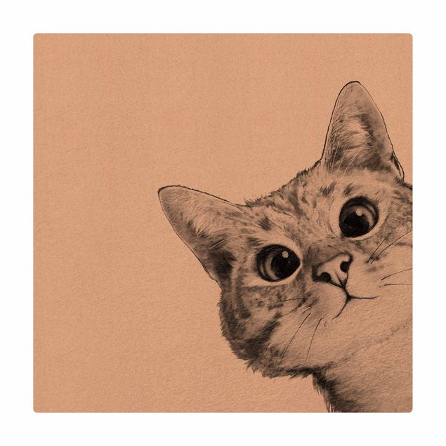 Mata korkowa - Ilustracja kota Rysunek czarno-biały