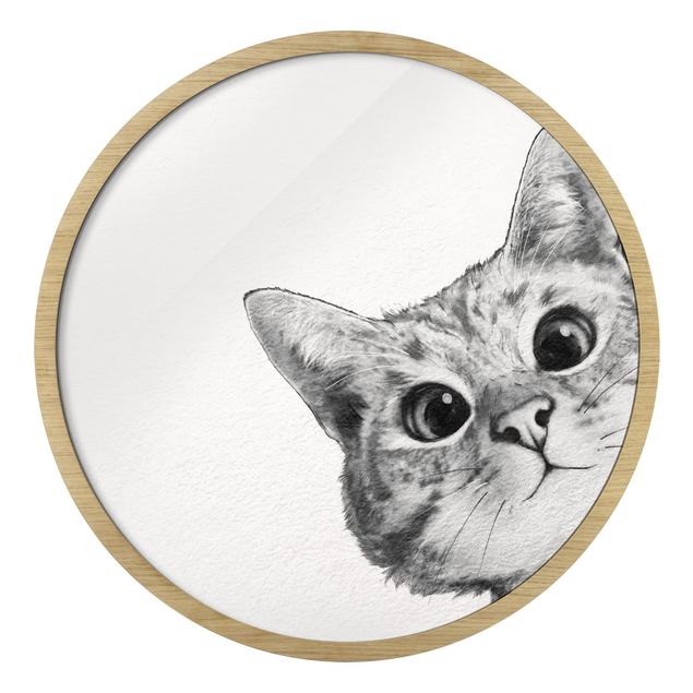 Obrazy w ramie zwierzęta Illustration Cat Drawing Black And White