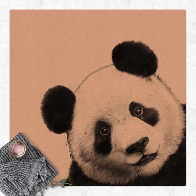 nowoczesny dywan Ilustracja Panda Czarno Biała Malarstwo