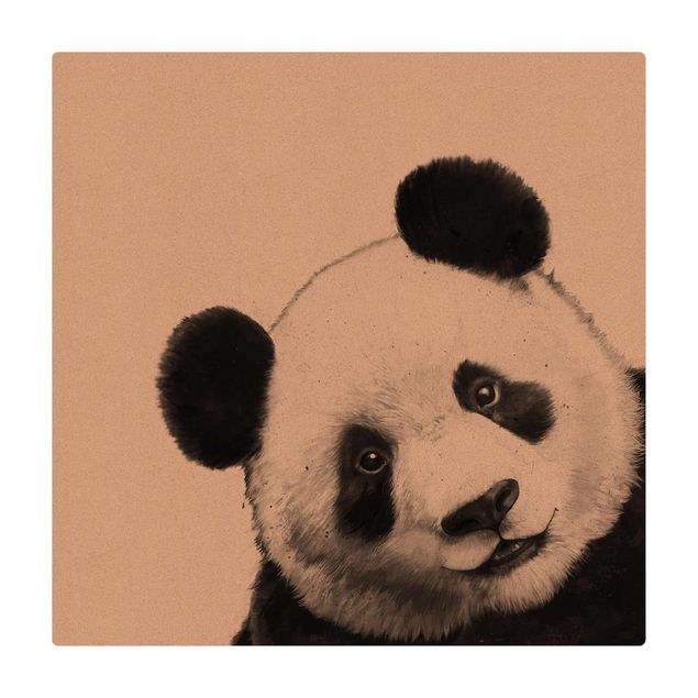 Mata korkowa - Ilustracja Panda Czarno Biała Malarstwo
