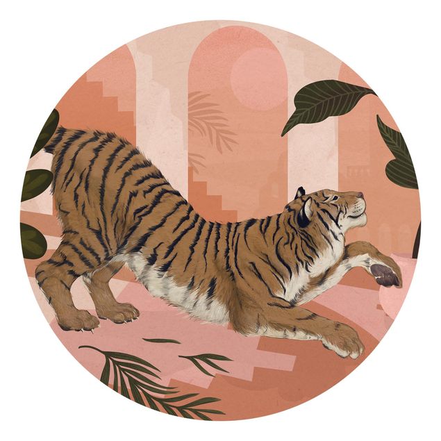 Fototapety zwierzęta Ilustracja tygrysa w pastelowym różowym malarstwie