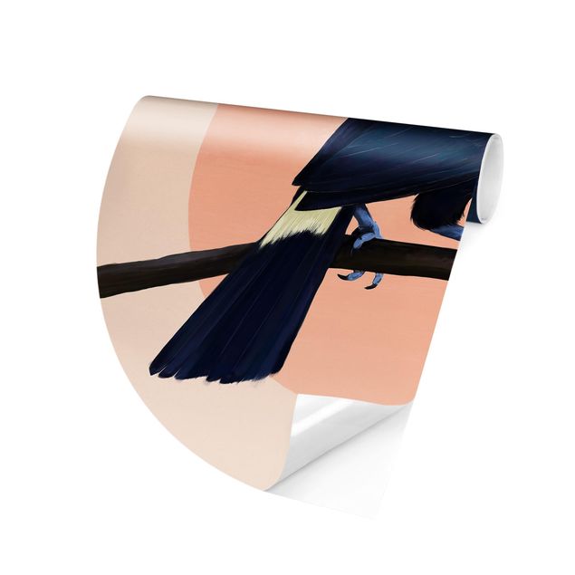 Fototapeta różowa Ilustracja ptak tukan malarstwo pastelowe
