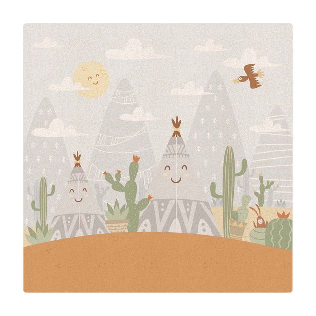 Mata korkowa - Namiot indiański z kaktusami