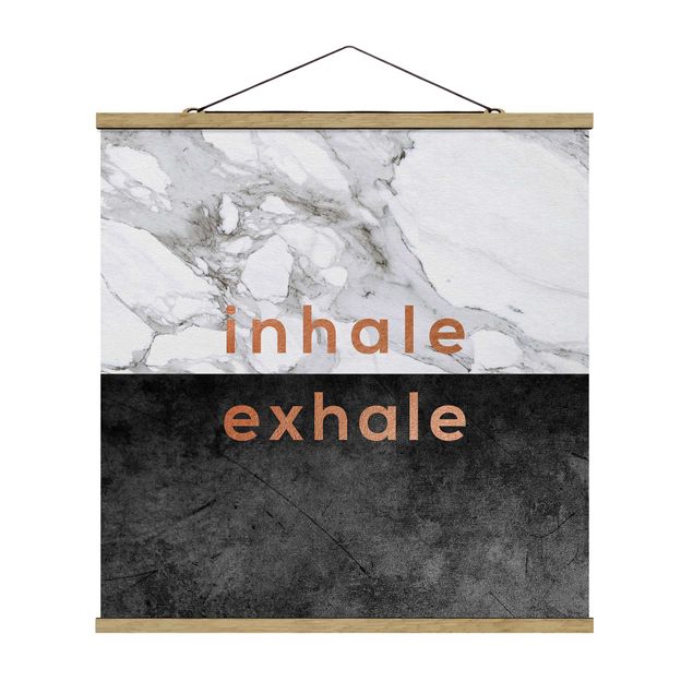 Obrazy z napisami Inhale Exhale Miedź i marmur