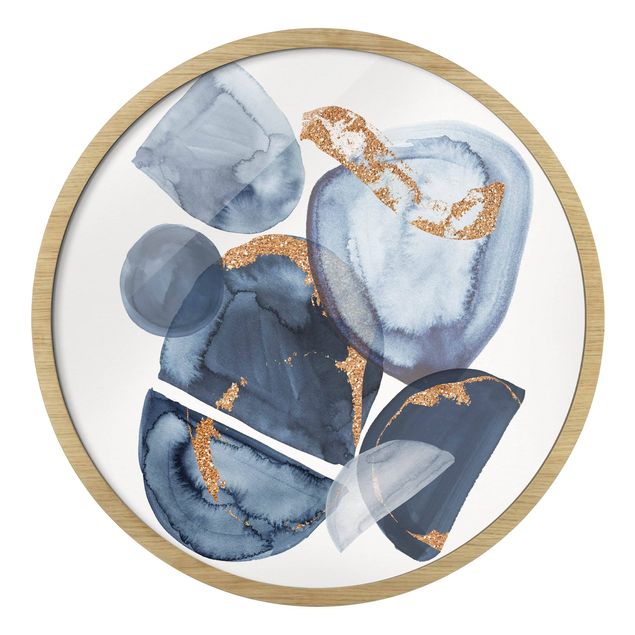 Obrazy w ramie okrągłe Japandi Watercolour Sapphire Blue