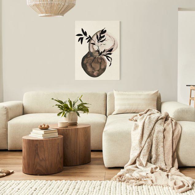 Obraz brązowy Akwarela Japandi z gałęziami