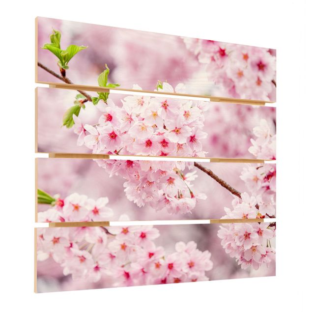 Obraz z drewna - Japońskie kwiaty wiśni