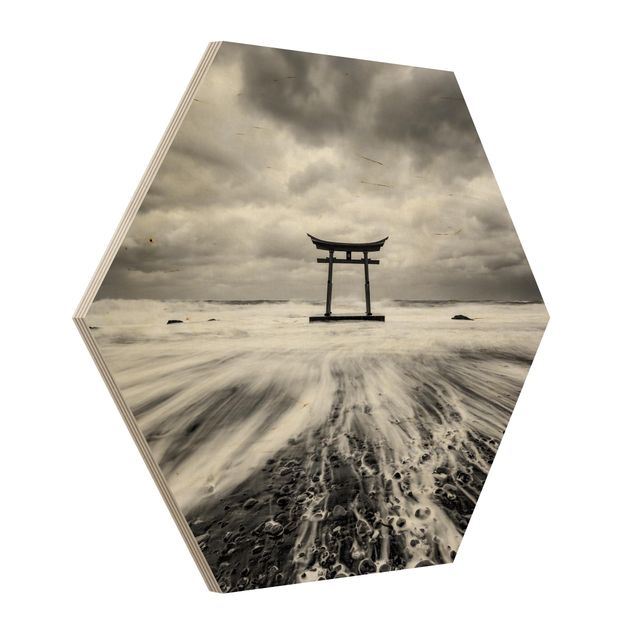 Nowoczesne obrazy Japońskie torii w morzu