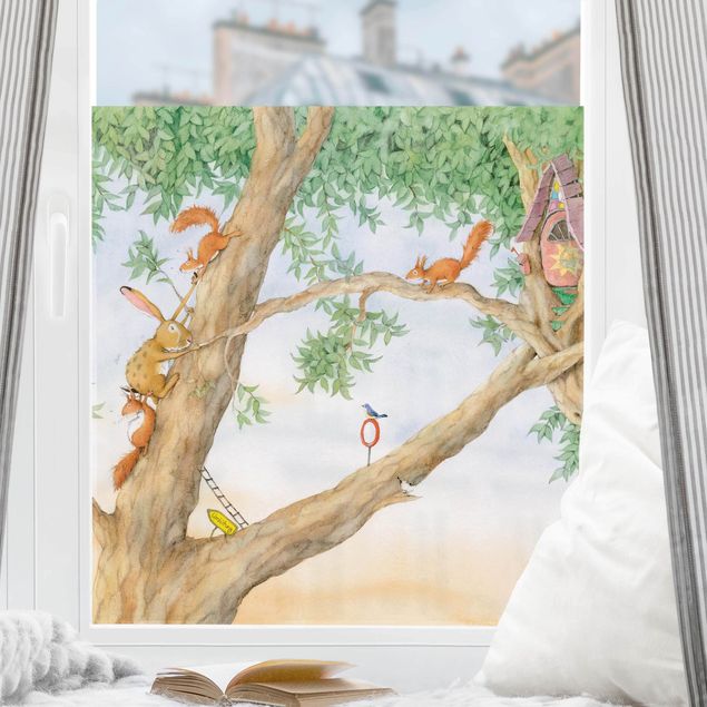 Folia okienna kolorowy Królik Josi - Mieszkanie wiewiórek