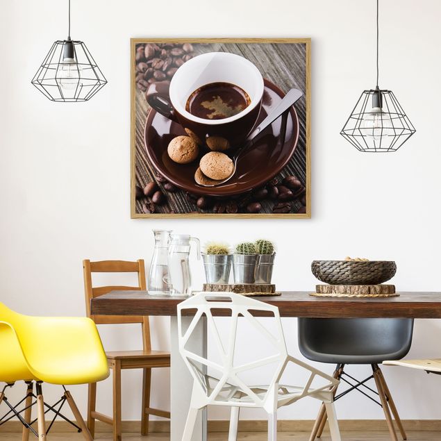 Obrazy nowoczesny Filiżanka do kawy z ziarnami kawy
