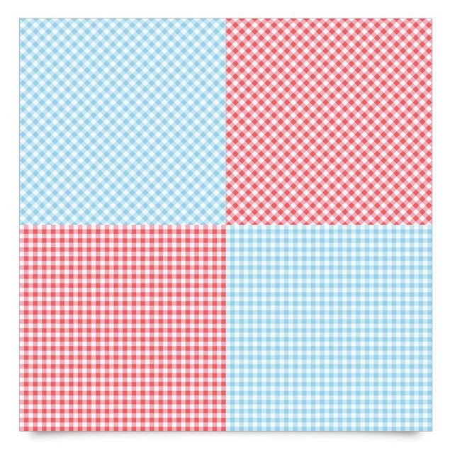 Folia samoprzylepna Checked Pattern Squares In Pastel Blue And Vermillion