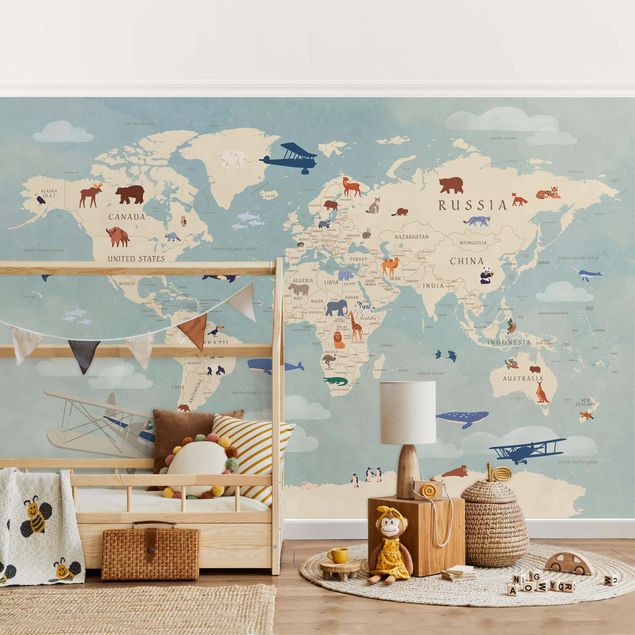 Tapety Map With With Animals Of The World