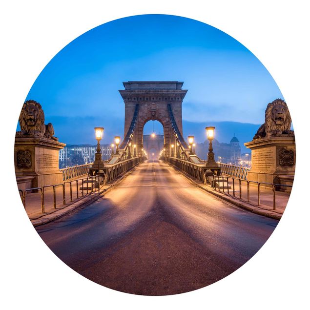 Okrągła tapeta samoprzylepna - Most Łańcuchowy w Budapeszcie nocą