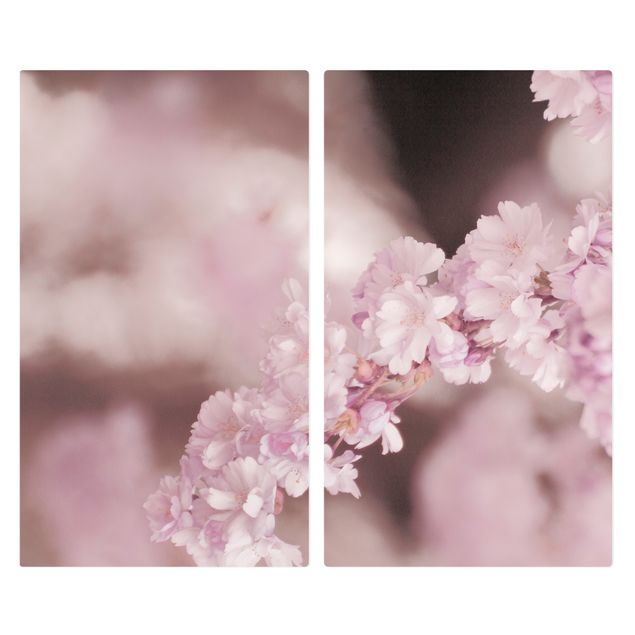 Pokrywa kuchenki - Kwiat wiśni w fioletowym świetle