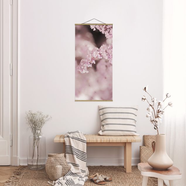 Obrazy nowoczesny Kwiat wiśni w fioletowym świetle