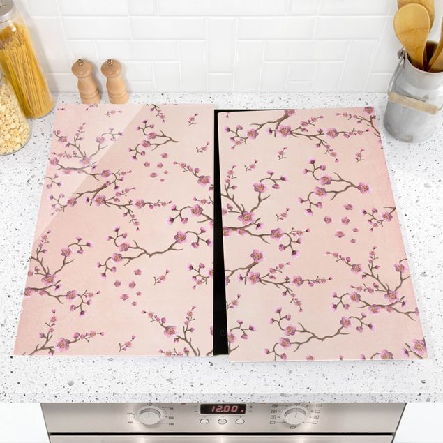 Dekoracja do kuchni Kwiaty wiśni na różowo