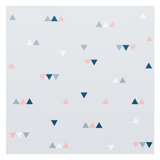 Folia na szyby okienne Małe trójkąty w kolorze niebieskim i różowym