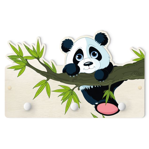 Dziecięcy wieszak ścienny - Panda wspinająca się