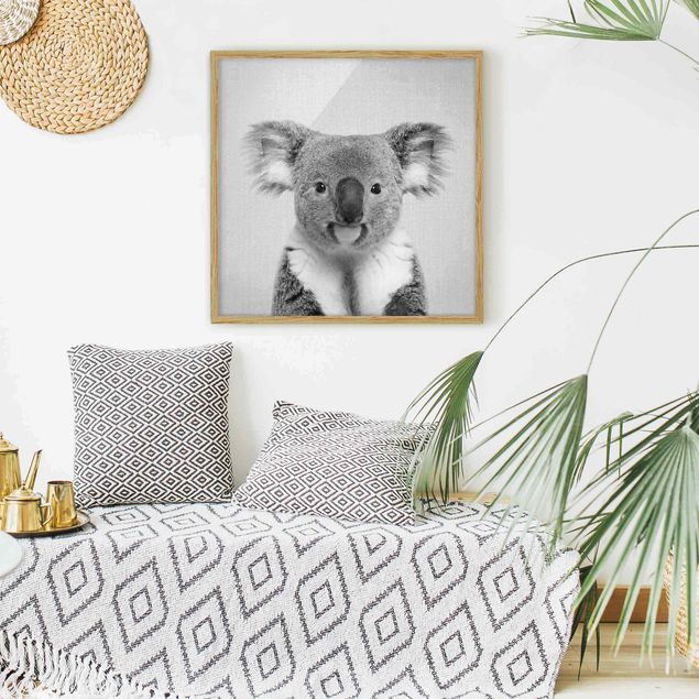 Obrazy w ramie dla dzieci Koala Klaus Black And White